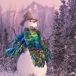 vtg 80s•handknit scarf chunky multicolored